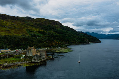 Eilean donan castle in a clouds day, scotland highlands