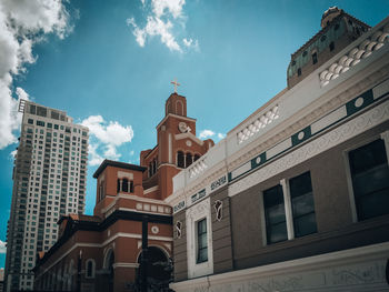 Low angle view of buildings against sky