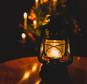 Close-up of illuminated lantern