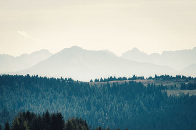 Scenic view of landscape and mountains against sky