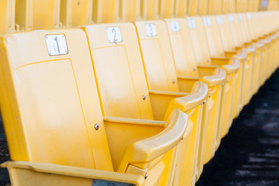 High angle view of empty chairs