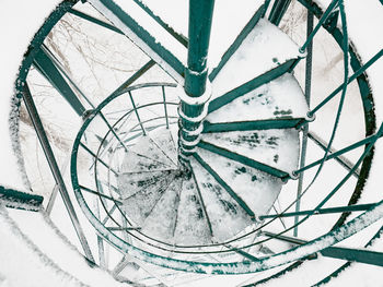 High angle view of bicycle wheel