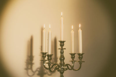 Close-up of illuminated candles