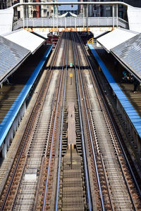 High angle view of railroad station platform