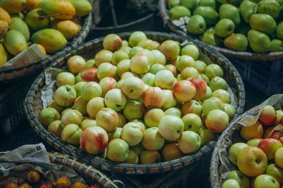 High angle view of fruits for sale