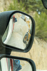 Close-up of side-view mirror