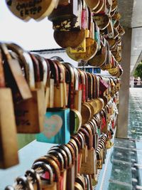 Close-up of clothes for sale in market