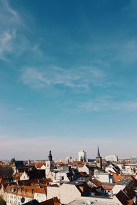 High angle view of townscape against sky