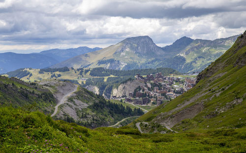 Scenic view of mountains against sky