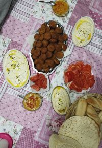 High angle view of food on table