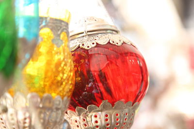 Close-up of red object on table