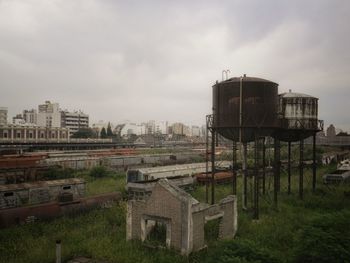 High angle view of buildings in city