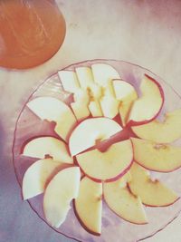 High angle view of dessert on table