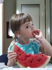 Portrait of girl eating ice cream