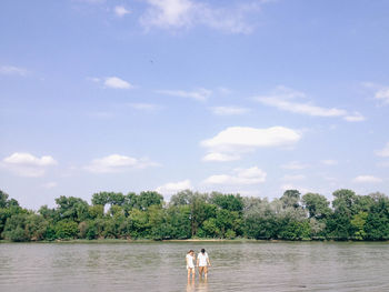Scenic view of sea against cloudy sky