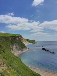 Scenic view of sea against cloudy sky