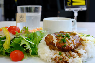 Close-up of salad served in plate