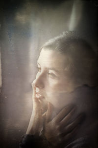 Portrait of woman looking away