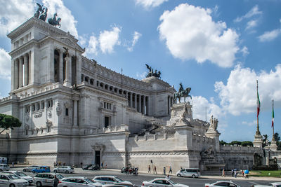 The altare della patria, altar of the fatherland. a museum in rome, italy. summer day blue sky.