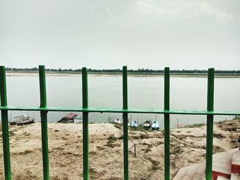 Scenic view of beach against clear sky