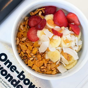 Close-up of breakfast served in bowl on table