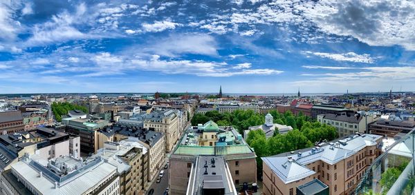 Aerial view of townscape against sky