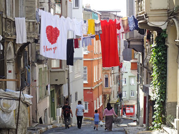 Clothes hanging in front of building