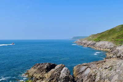 Scenic view of sea against clear sky