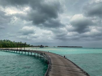 Pier over sea against sky