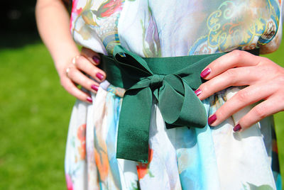 Close-up of woman holding hands