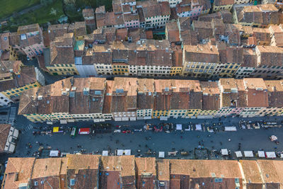 High angle view of buildings in city