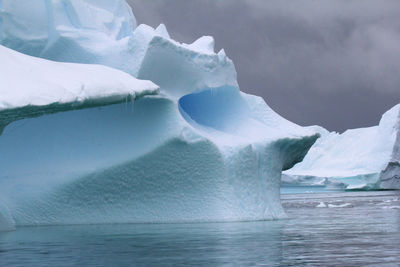 Scenic view of frozen lake against sky