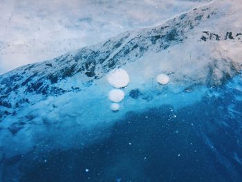 Aerial view of frozen lake