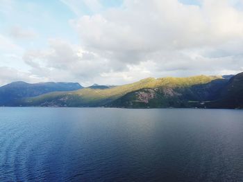 Scenic view of lake against sky