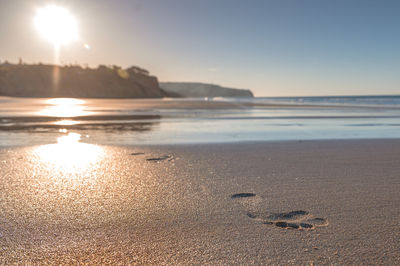 Scenic view of sea against clear sky