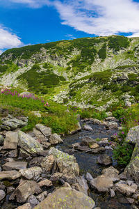 Scenic view of rocky mountains against sky