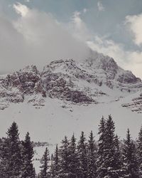 Scenic view of mountains against cloudy sky