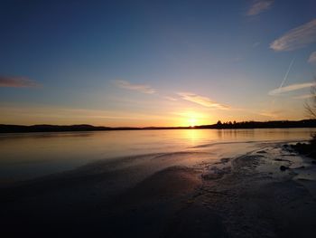 Scenic view of landscape against sky at sunset