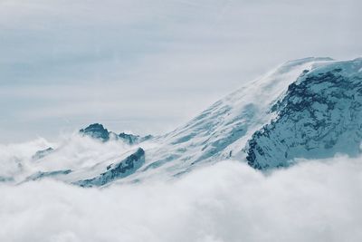Scenic view of snow covered mountains