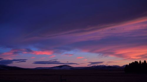 Scenic view of dramatic sky during sunset