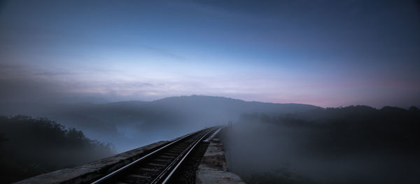 High angle view of railroad tracks against sky