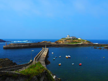 Scenic view of sea against blue sky