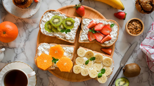 High angle view of food on table