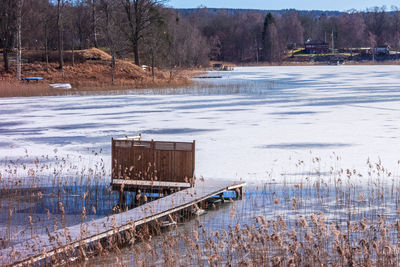 Scenic view of lake during winter