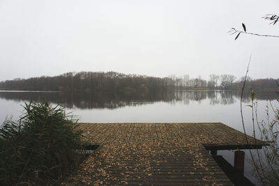 Scenic view of lake against clear sky