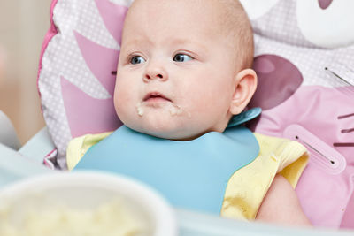 High angle view of cute baby girl