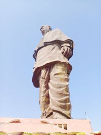 Low angle view of statue against clear sky