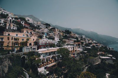 High angle view of townscape against sky