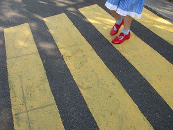 Low section of girl on road