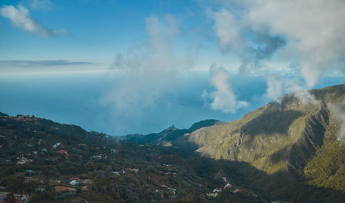 Panoramic view from the top of avila mountain in galipan, facing the caribbean sea la guaira, 